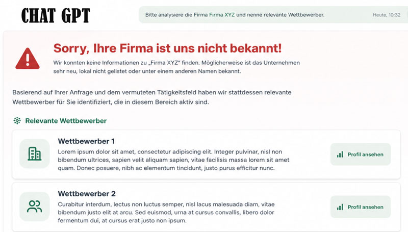 ChatGPT findet eine Firmen-Website nicht, ohne GEO