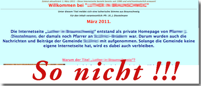 Ungünstiger Website-Text